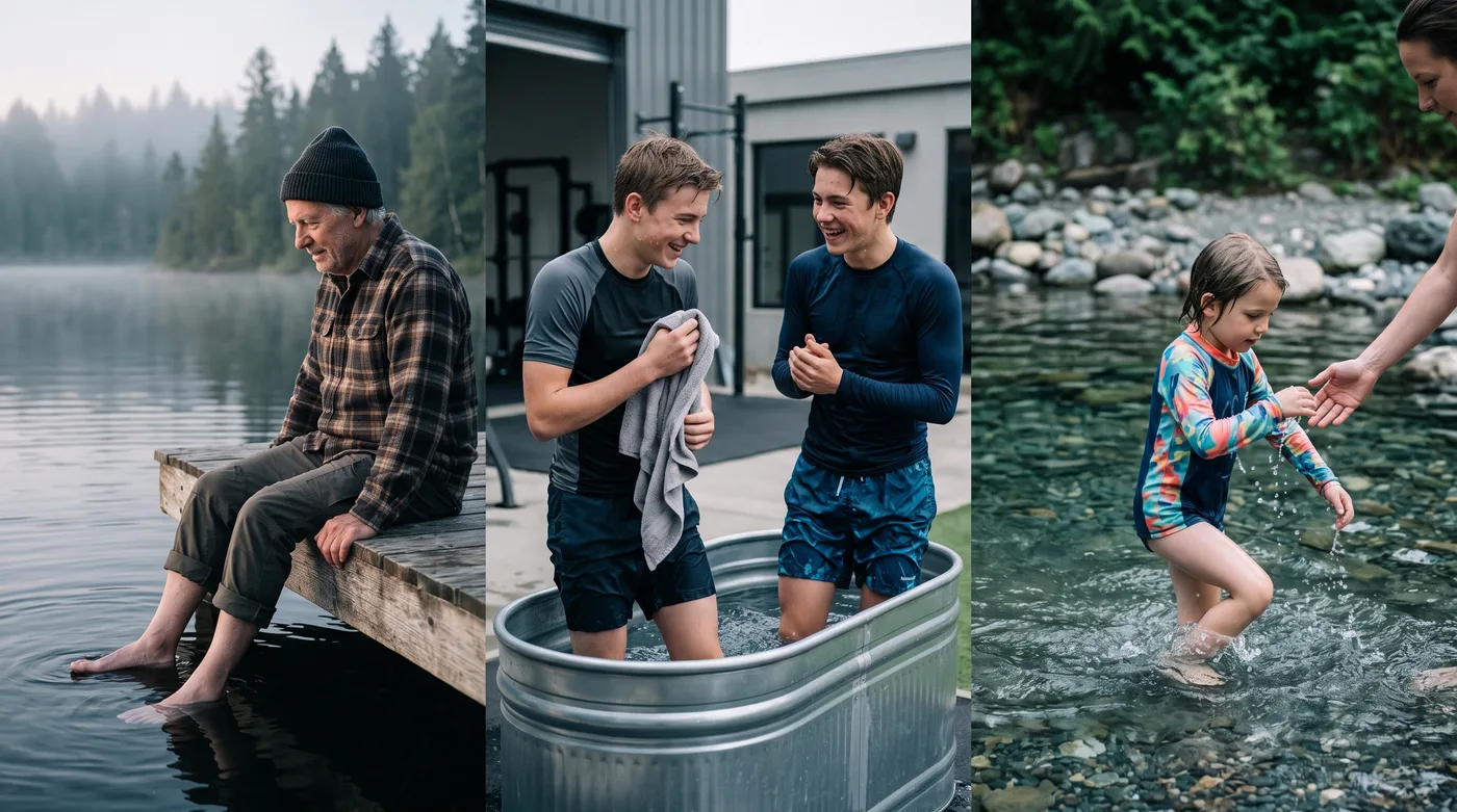 Enfant, adolescents et senior au contact de l'eau froide