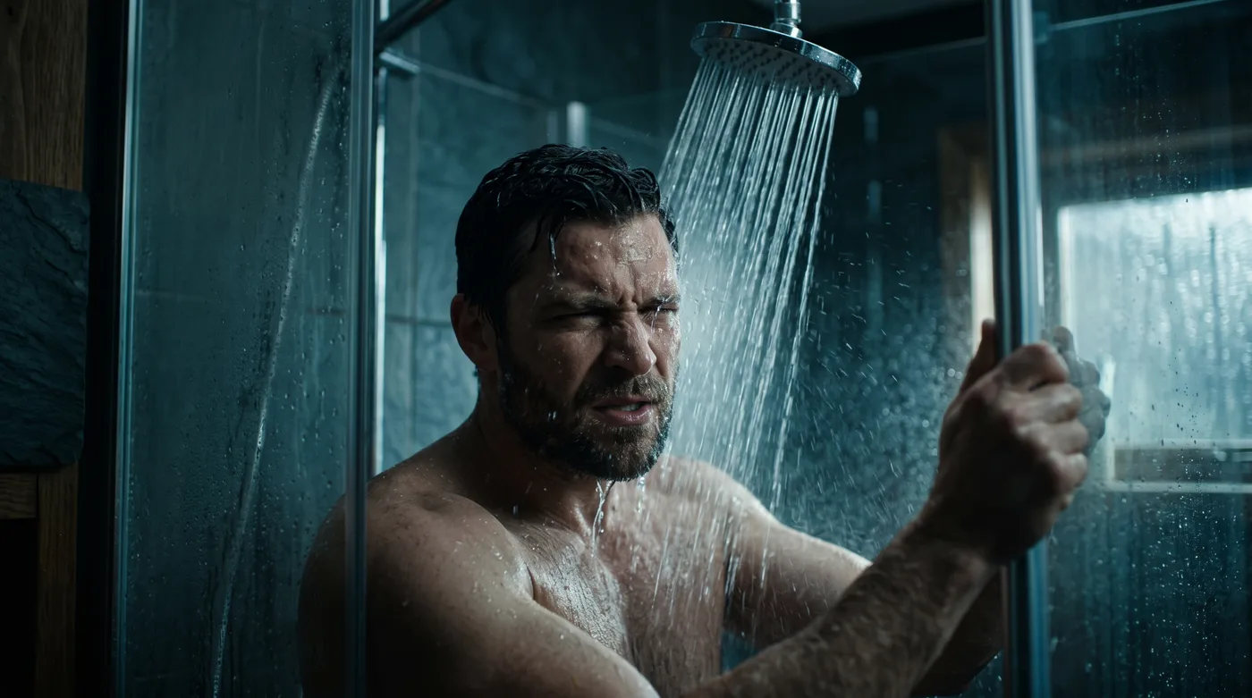 Douche froide en lumière bleutée